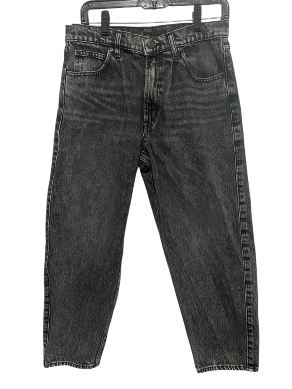 Gap High Rise Barrel Jeans Washed Black Denim Cotton Size 28/6R